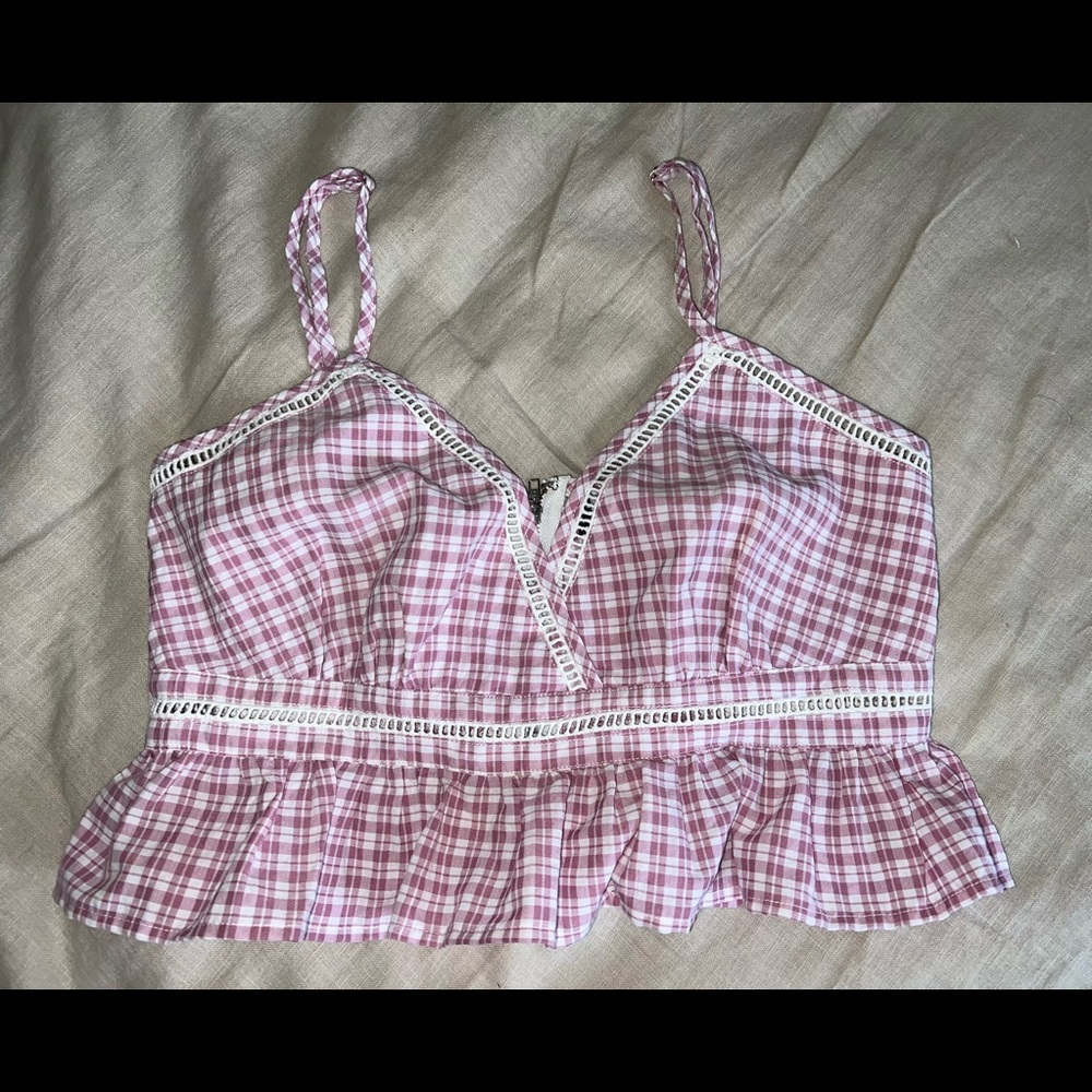 Lulus Pink Plaid Cropped Tank